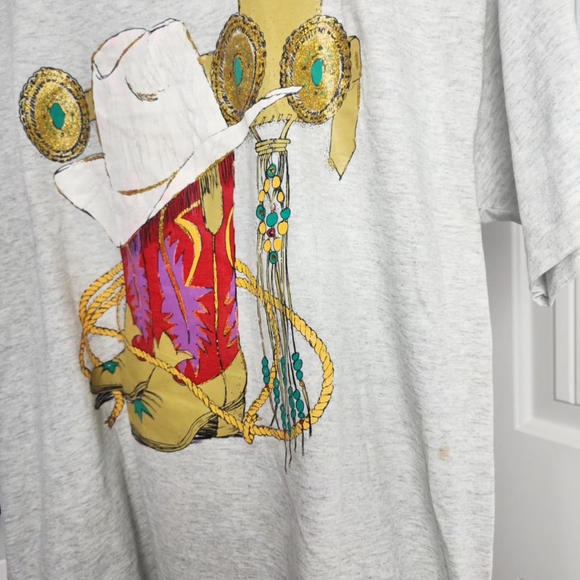 Vintage Western Cowboy Fruit of the Loom Best Single Stitch Size Large* Gray - Picture 9 of 9